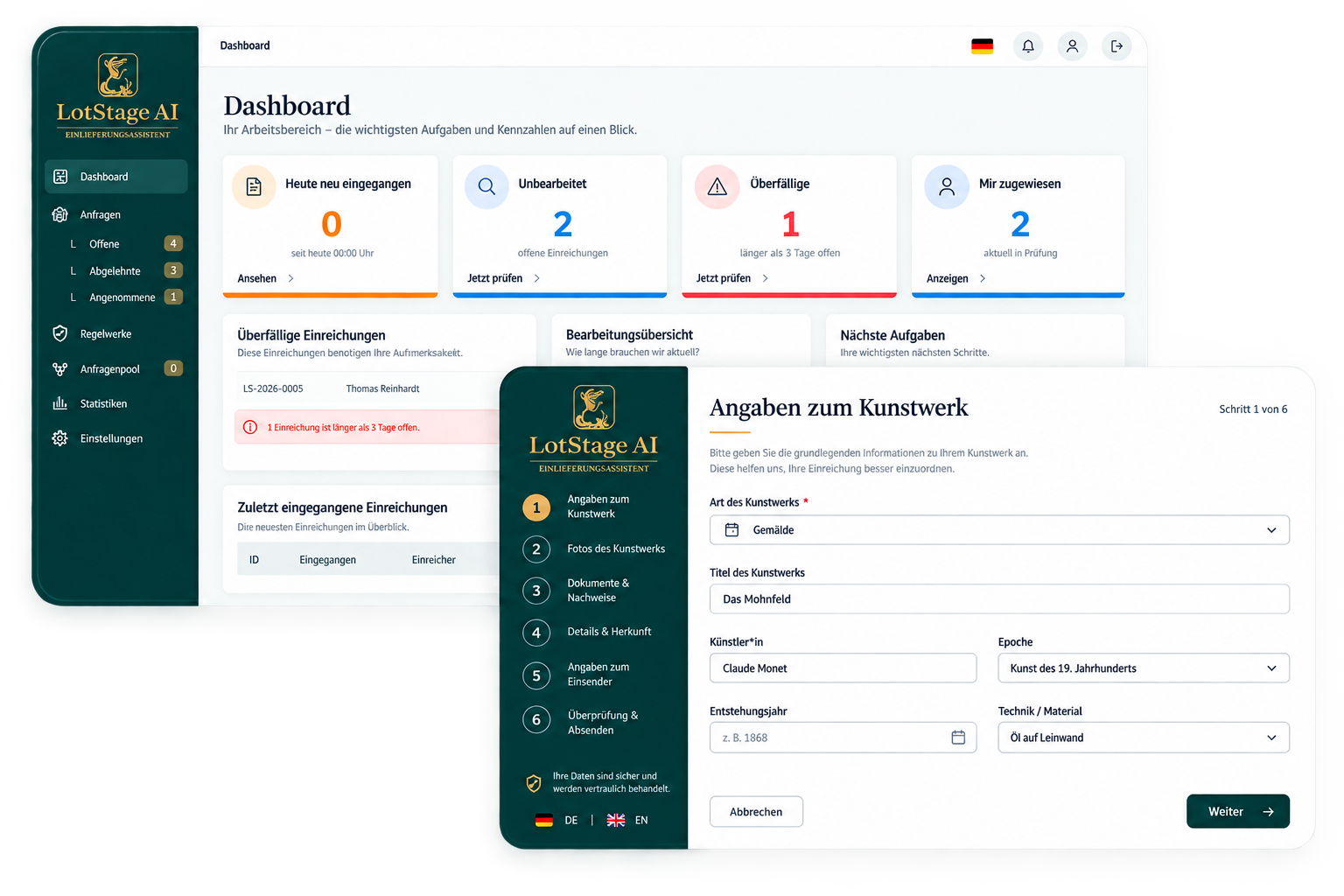 LotStage AI Backoffice und Einlieferungsassistent